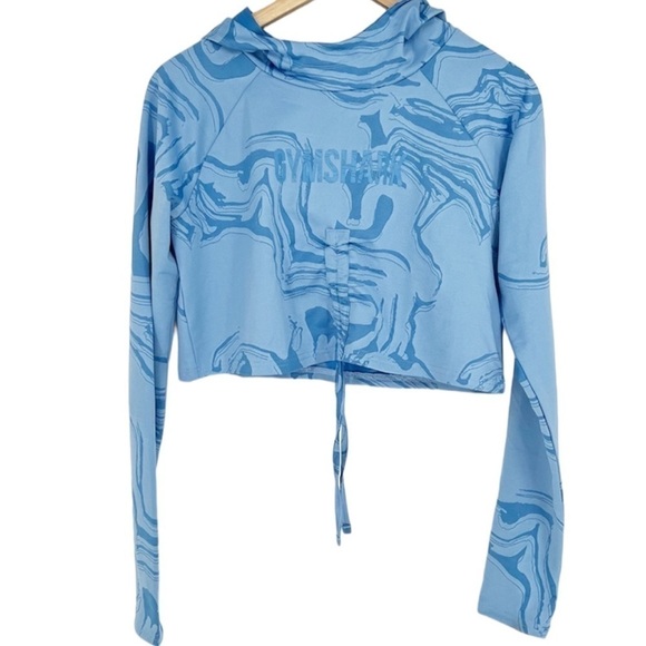 Gymshark Blue Cinch Cropped Hoodie Long Sleeve - Picture 1 of 5